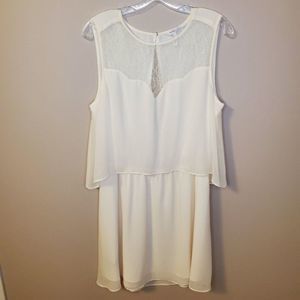 BCBG Ivory Lace Top Flowy Dress Open Back